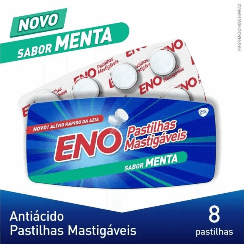 Sal de Fruta Eno Sabor Menta 8 Pastilhas Mastigáveis